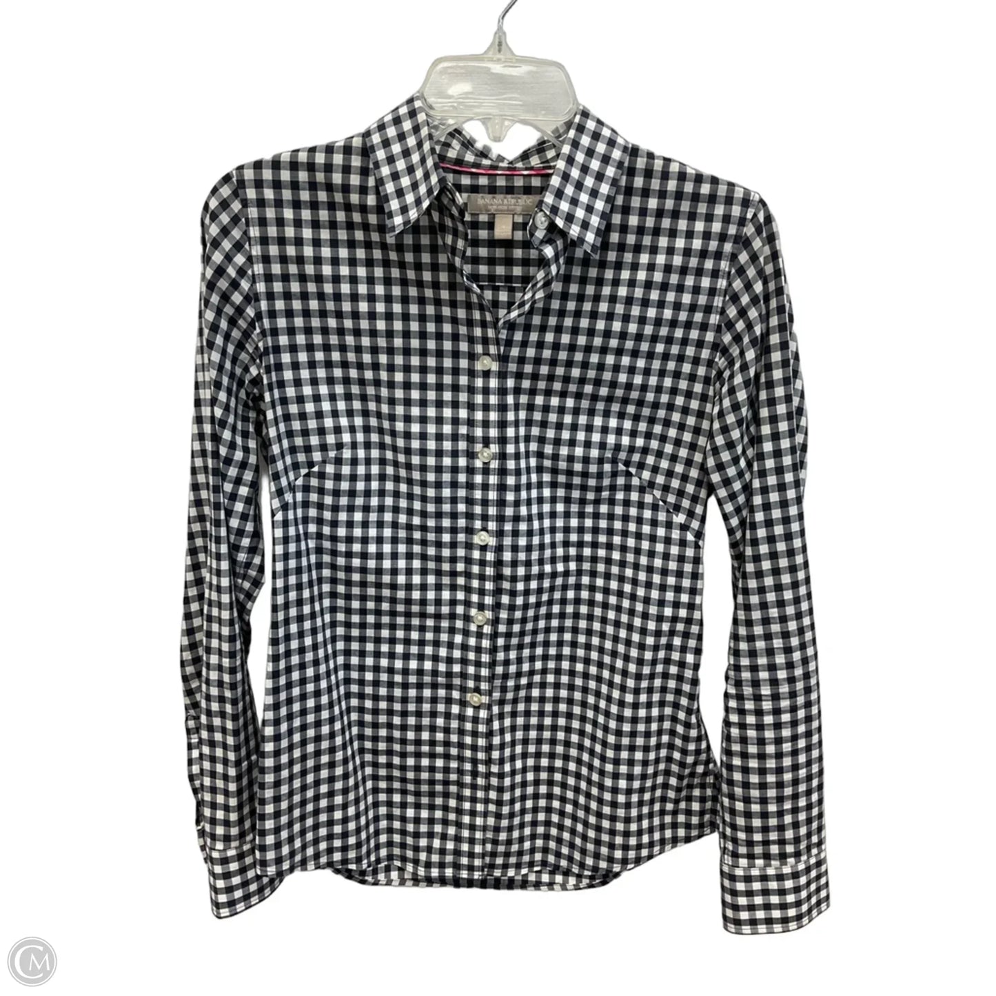 Blouse Long Sleeve By Banana Republic In Plaid Pattern, Size: S