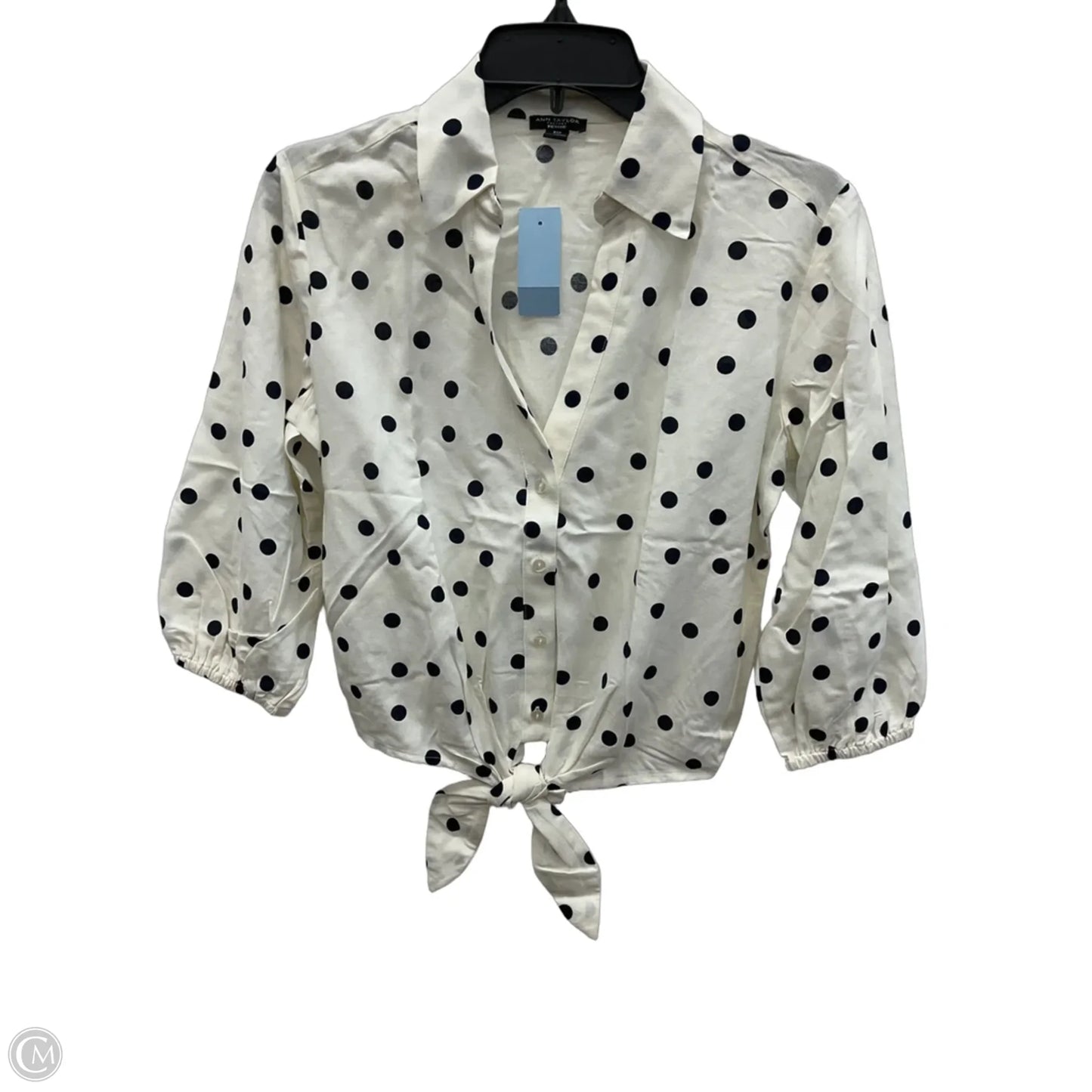 Blouse 3/4 Sleeve By Ann Taylor In Polkadot Pattern, Size: Xs
