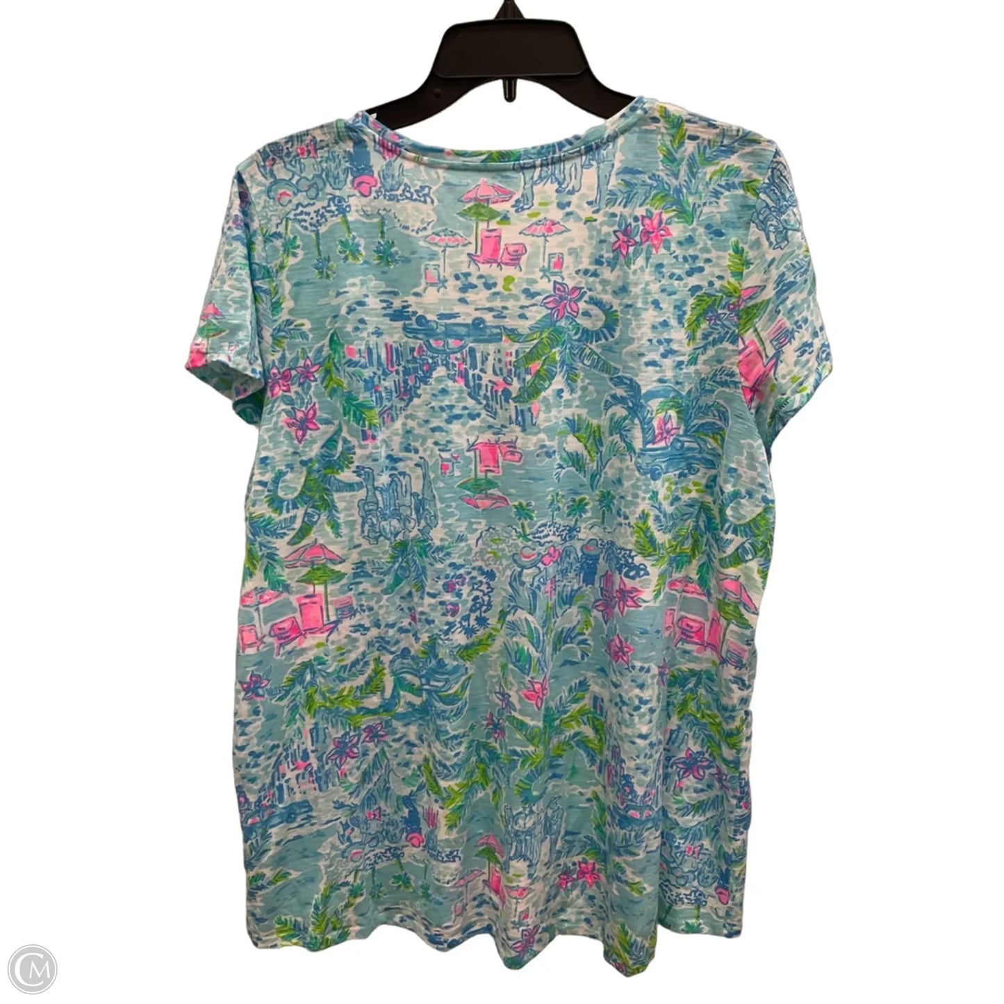 Top Short Sleeve Designer By Lilly Pulitzer In Blue, Size: Xl
