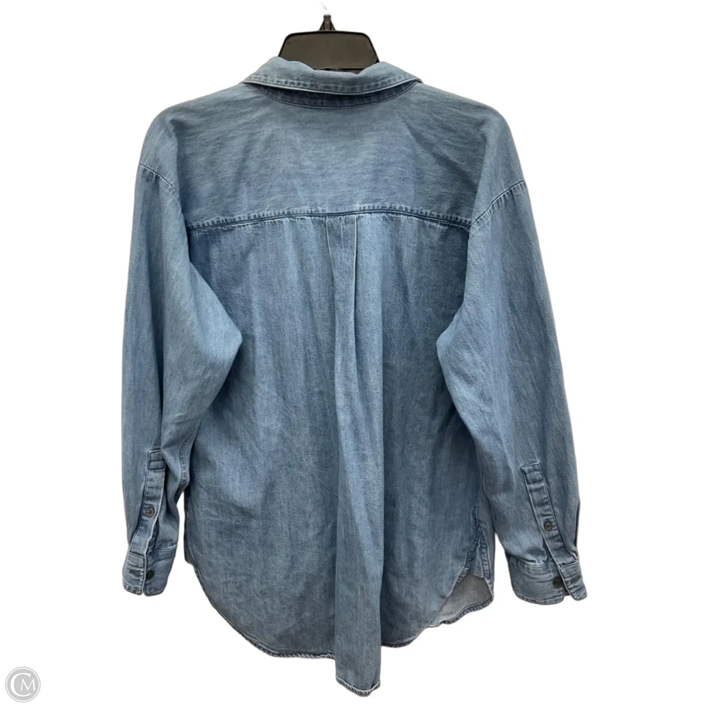 Blouse Long Sleeve By Loft In Blue Denim, Size: M