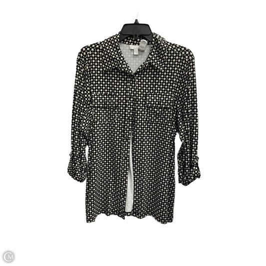 Blouse Long Sleeve By Charter Club In Black & Cream, Size: 1x