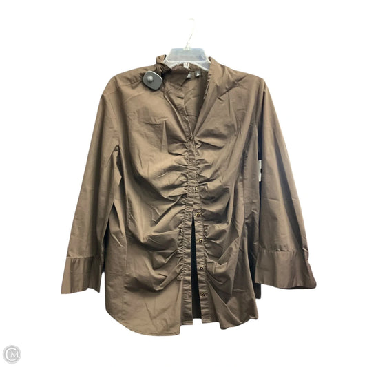 Blouse Long Sleeve By New York And Co In Brown, Size: Xl