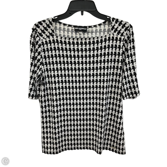 Top Short Sleeve Designer By Karl Lagerfeld In Black & White, Size: M