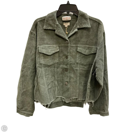 Jacket Shirt By Pol In Green, Size: L