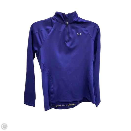 Athletic Top Long Sleeve Collar By Under Armour In Purple, Size: M