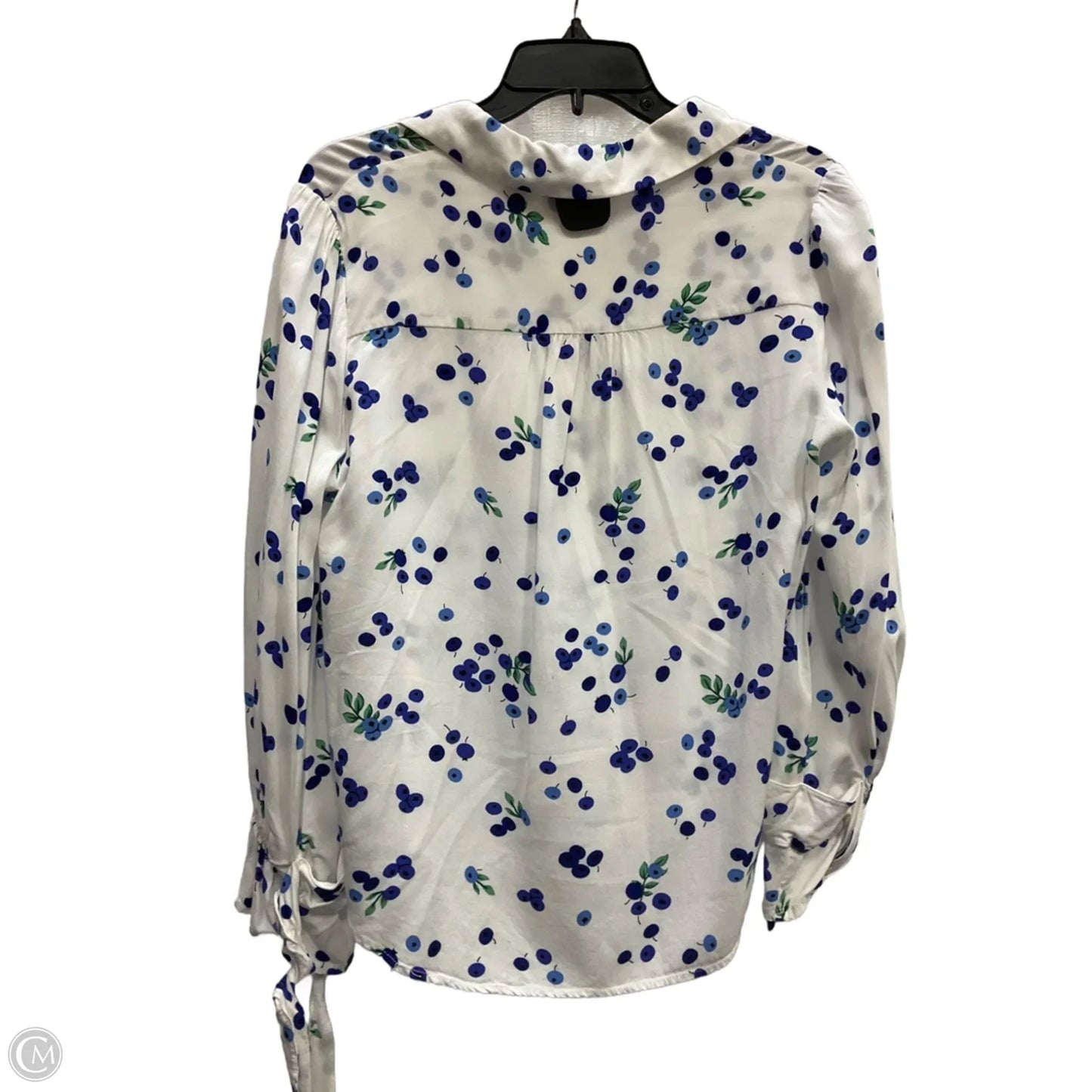 Blouse Long Sleeve By Maeve In Blue & White, Size: L