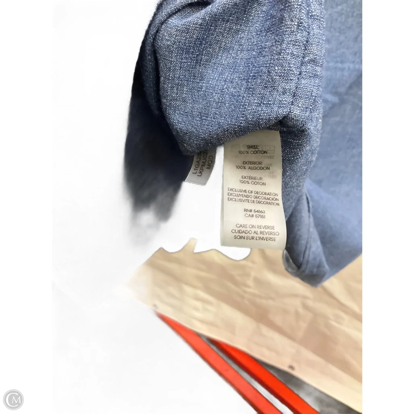 Blouse Designer By Karl Lagerfeld In Blue Denim, Size: Xl