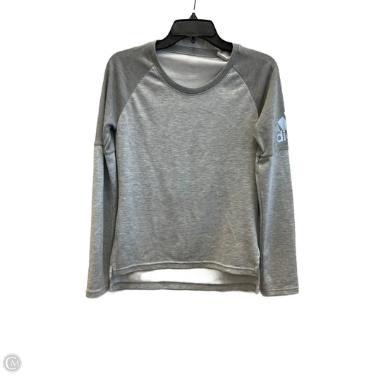 Athletic Top Long Sleeve Collar By Adidas In Grey, Size: Xs
