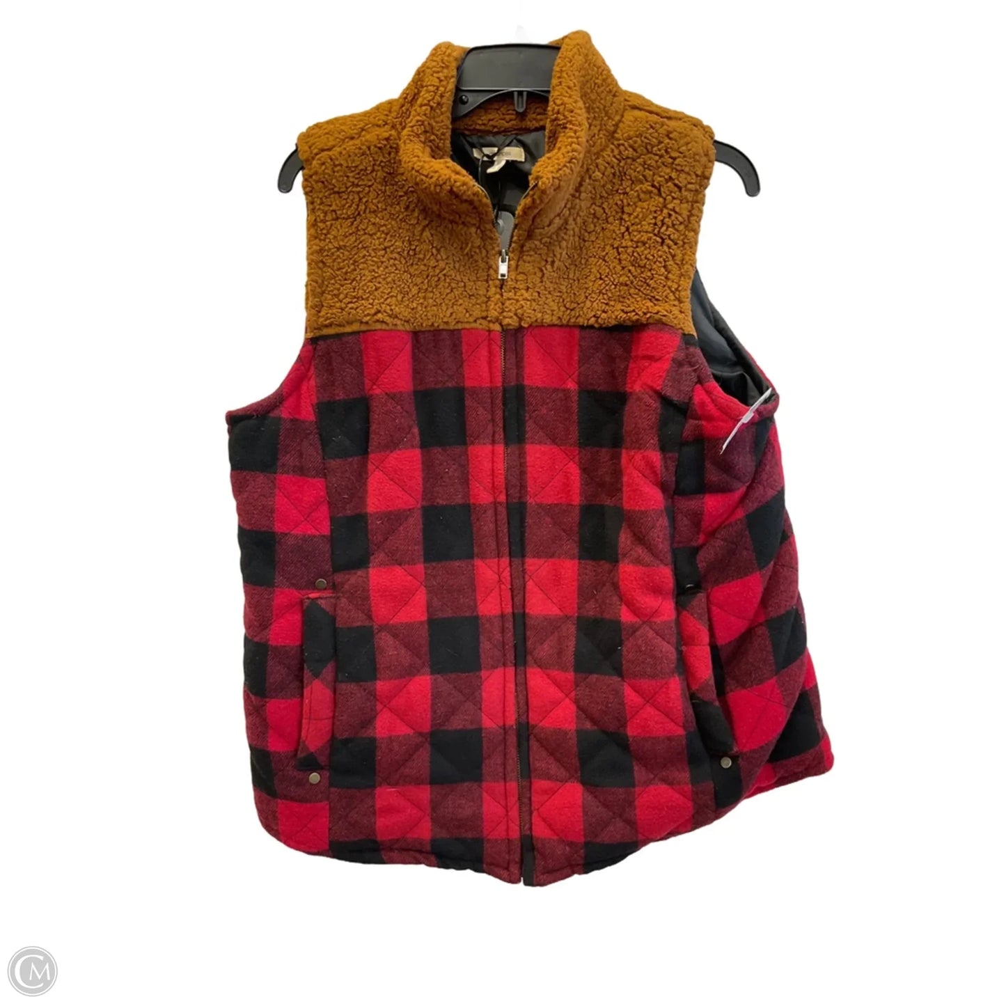Vest Puffer & Quilted By Maurices In Checkered Pattern, Size: Xl