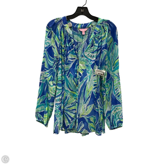 Top Long Sleeve Designer By Lilly Pulitzer In Blue & Green, Size: Xl