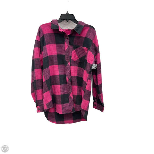 Blouse Long Sleeve By Maurices In Checkered Pattern, Size: L