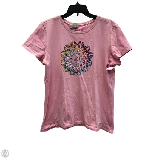 Top Short Sleeve Basic By Life Is Good In Pink, Size: L