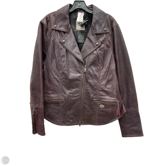 Jacket Leather By Harley Davidson In Maroon, Size: 2x