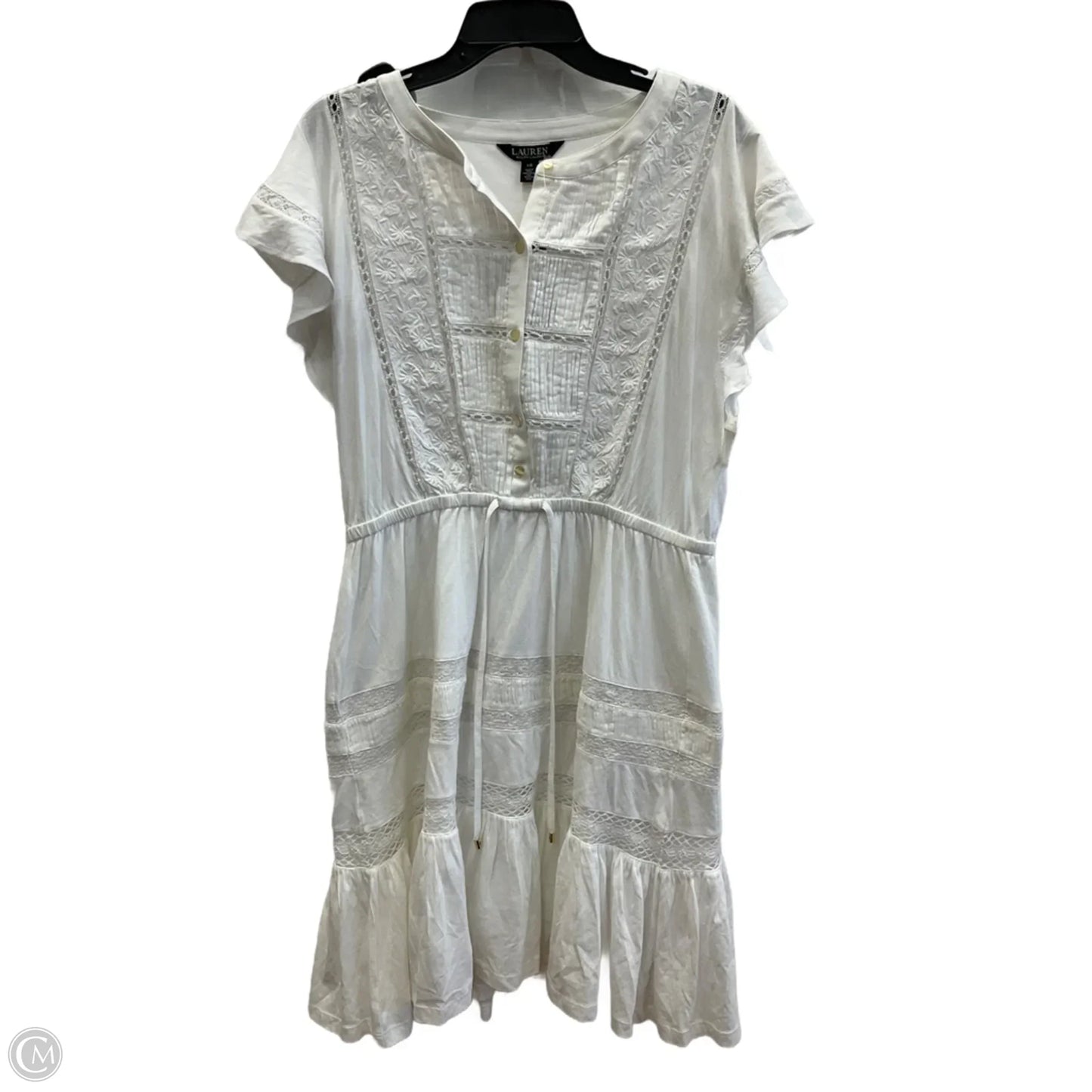 Dress Casual Midi By Lauren By Ralph Lauren In White, Size: L