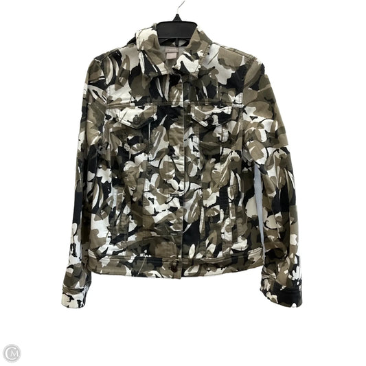 Jacket Denim By Chicos In Camouflage Print, Size: S