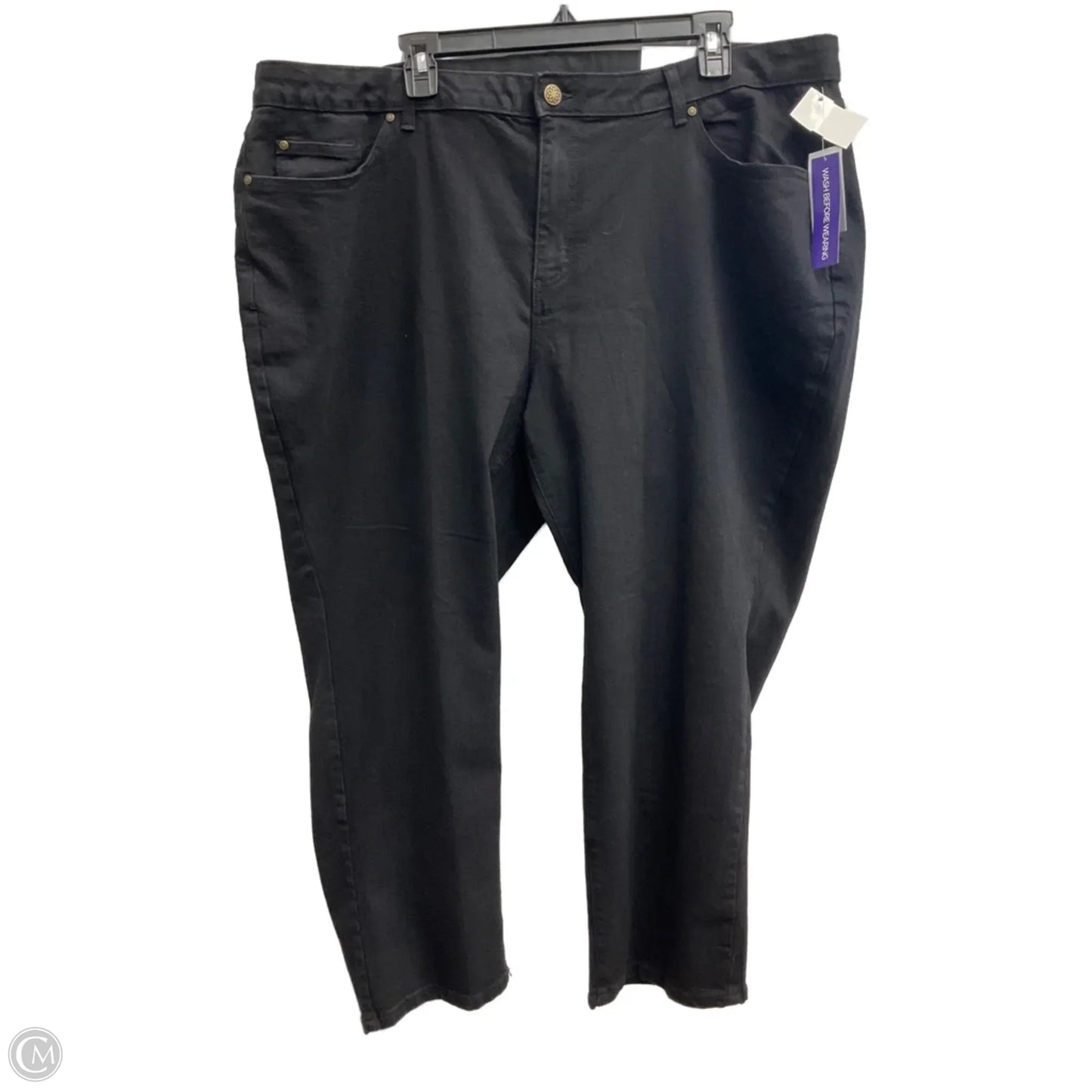 Jeans Straight By Catherines In Black Denim, Size: 22