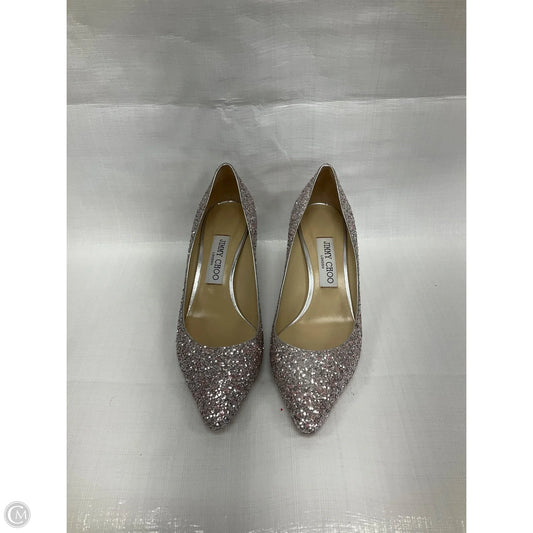 Shoes Luxury Designer By Jimmy Choo In Silver, Size: 7.5