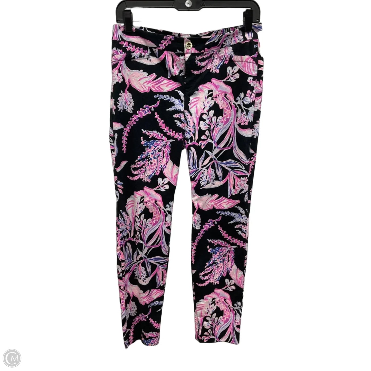 Pants Designer By Lilly Pulitzer In Black & Pink, Size: 4