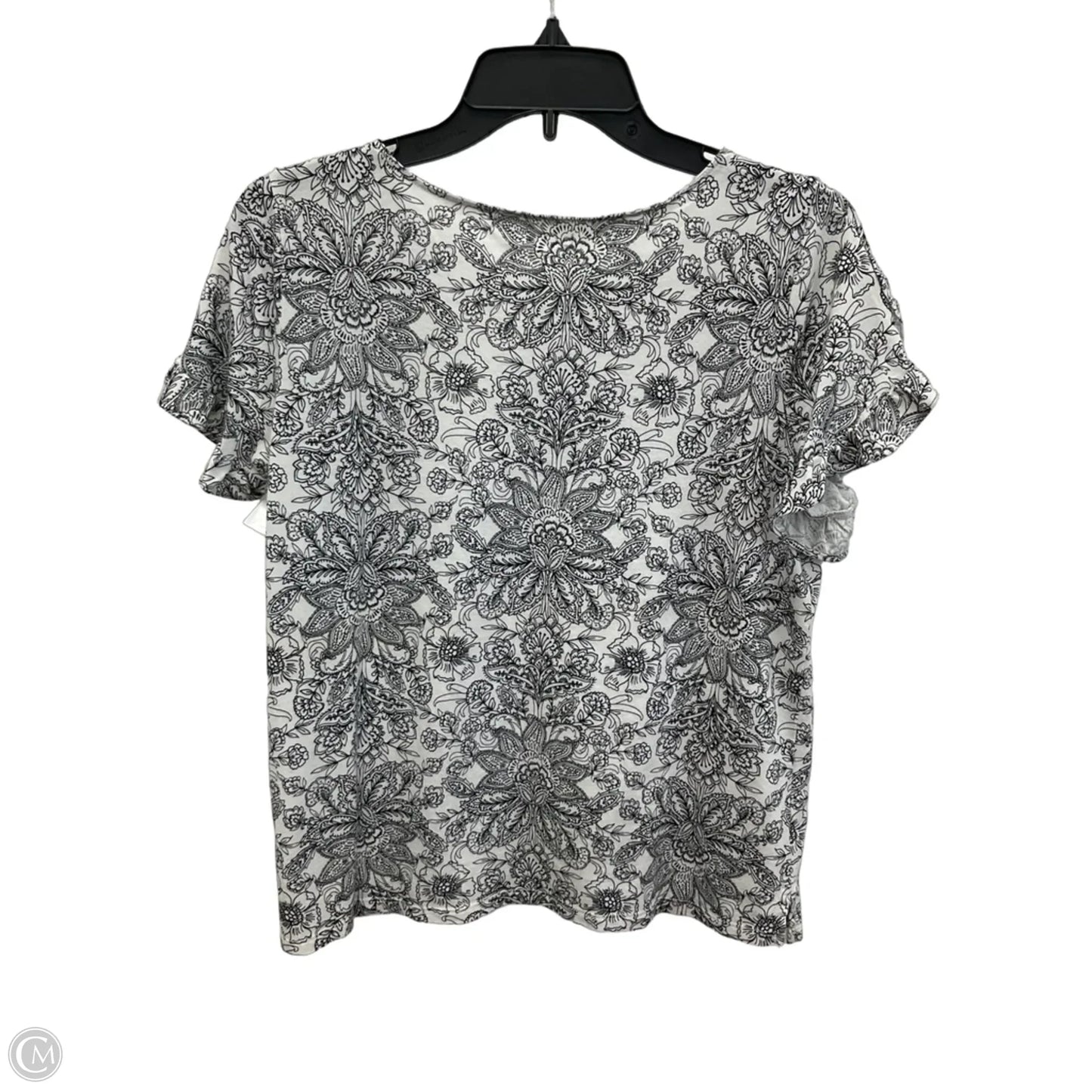 Top Short Sleeve By Loft In Black & White, Size: Mp
