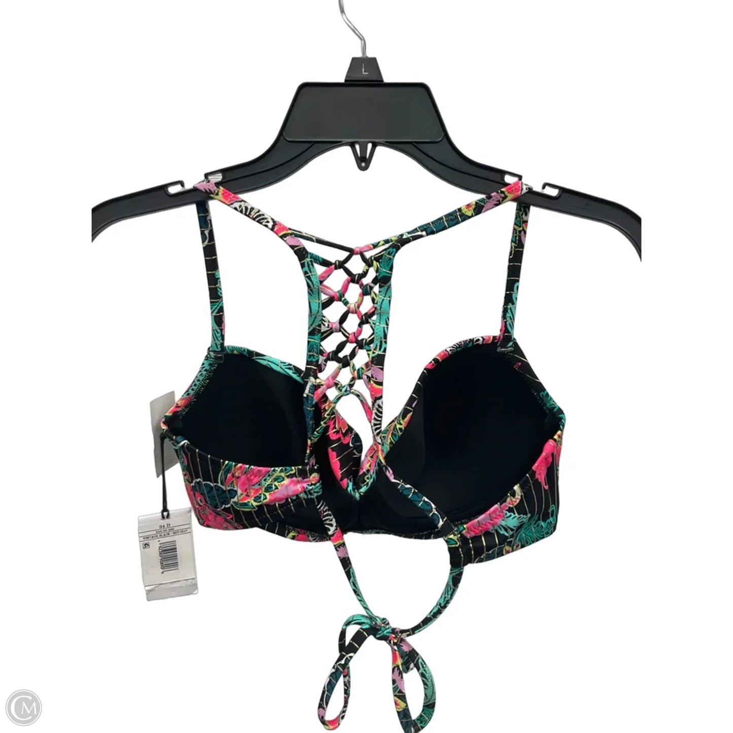 Swimsuit Top By Shade & Shore In Black & Pink, Size: M