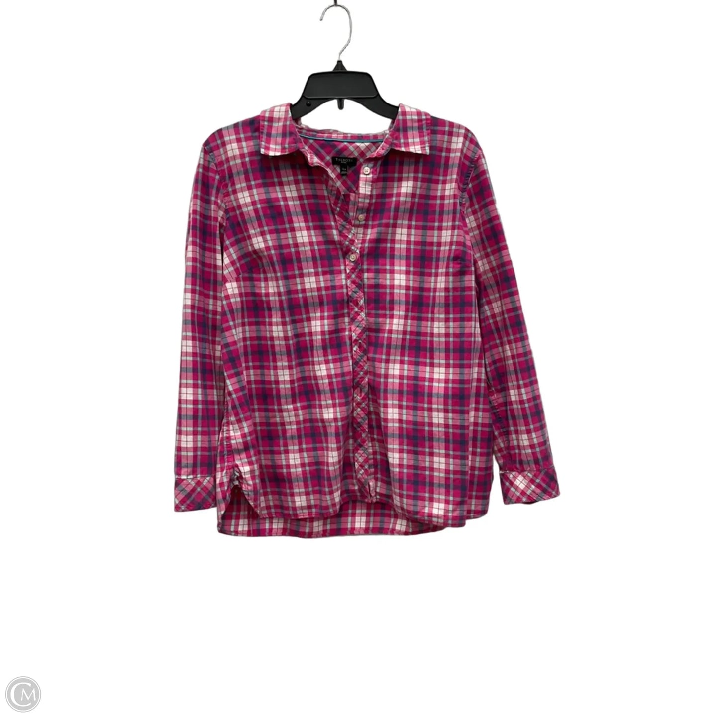 Blouse Long Sleeve By Talbots In Pink & White, Size: Xlp
