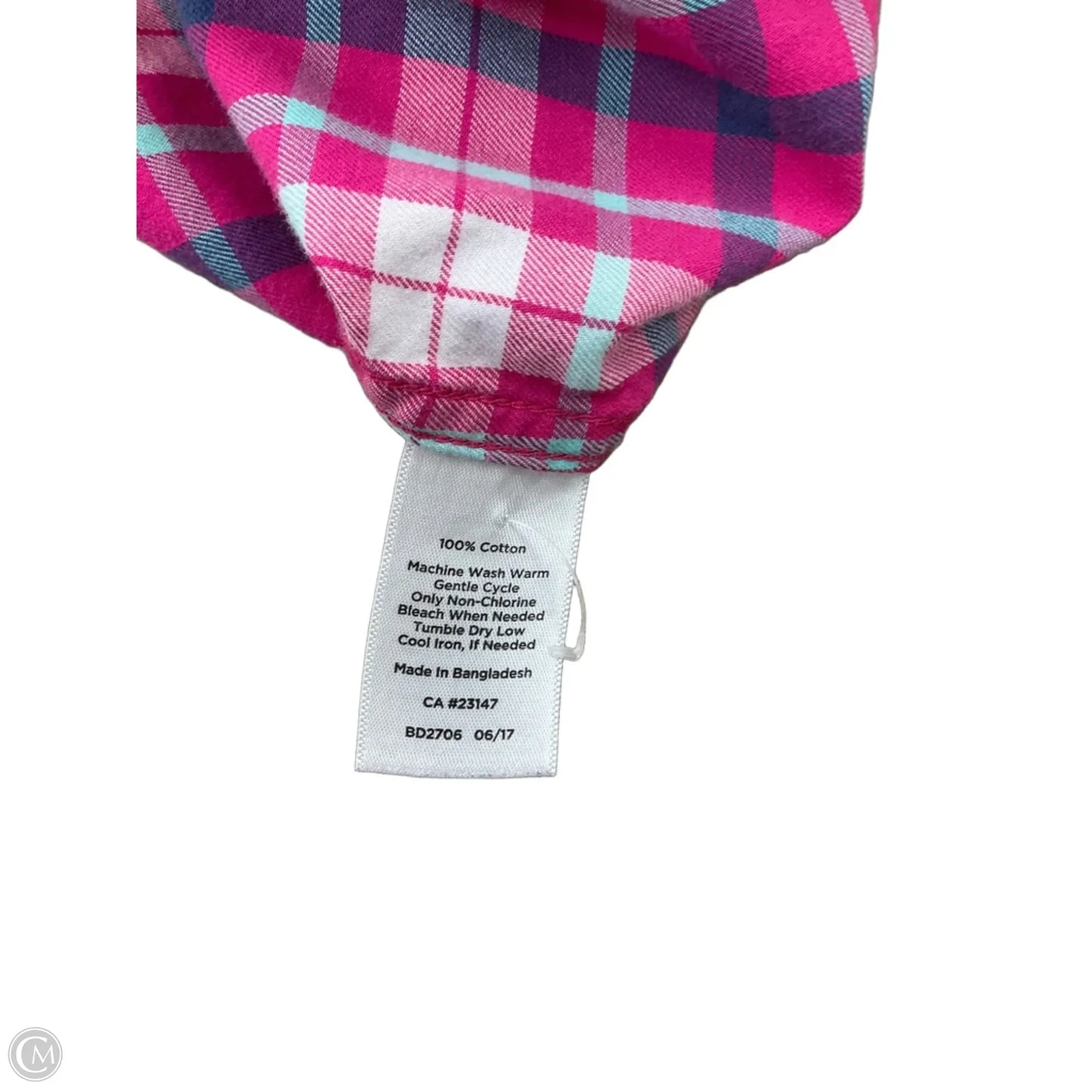 Blouse Long Sleeve By Talbots In Pink & White, Size: Xlp