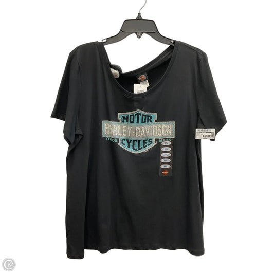 Top Short Sleeve By Harley Davidson In Black & Blue, Size: 2x