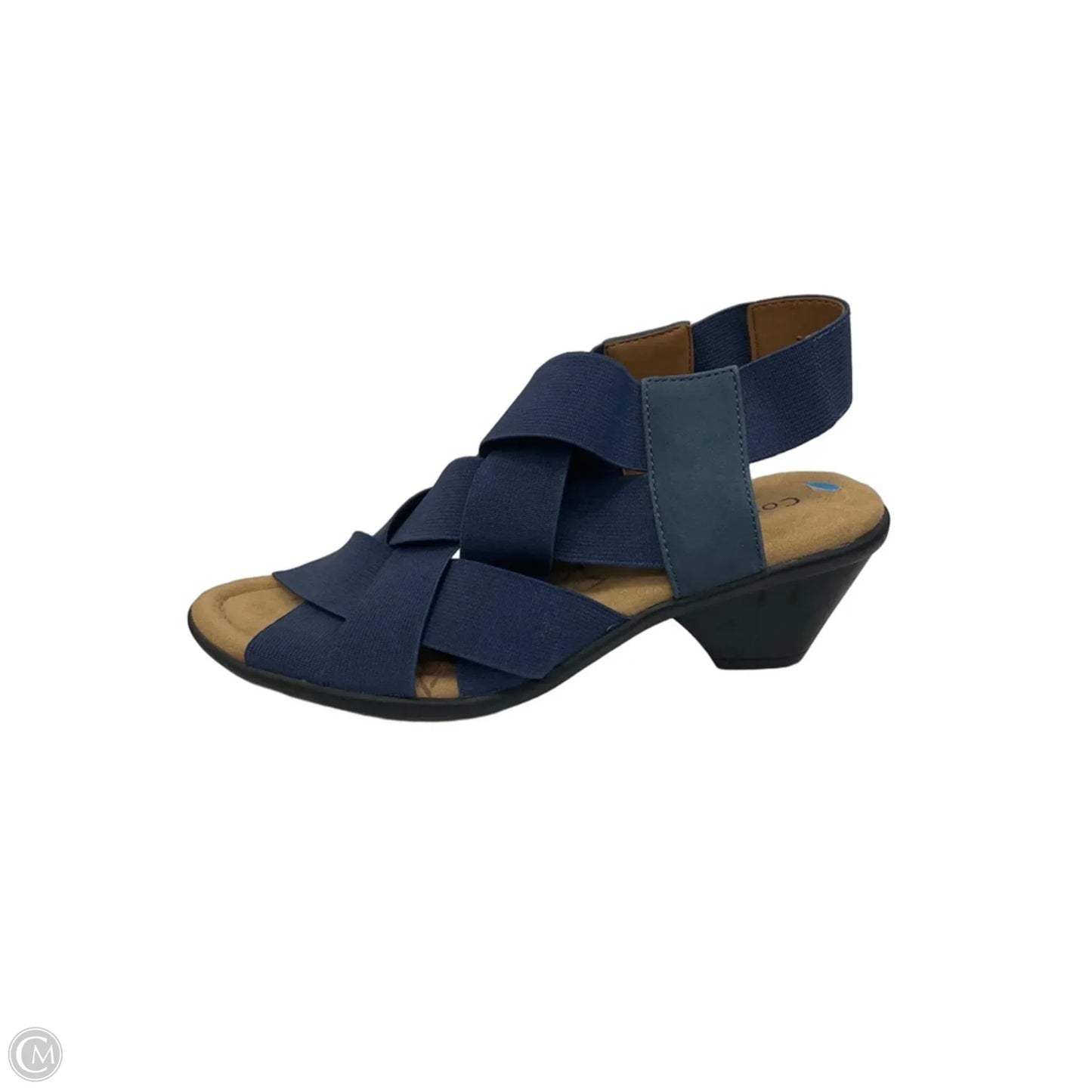 Sandals Heels Block By Comfortiva In Blue & Tan, Size: 7