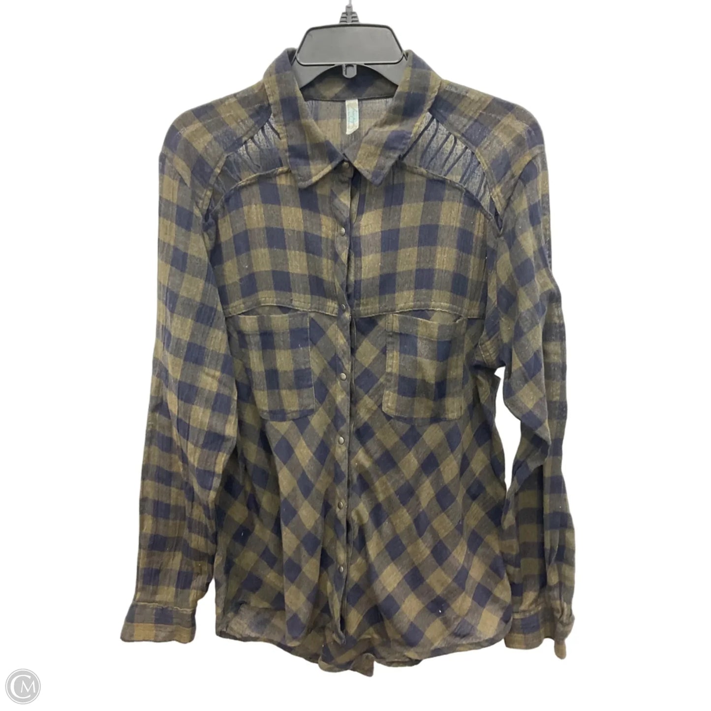 Blouse Long Sleeve By Free People In Blue & Green, Size: M