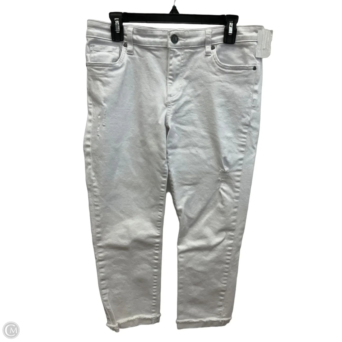 Jeans Cropped By Kut In White Denim, Size: 10