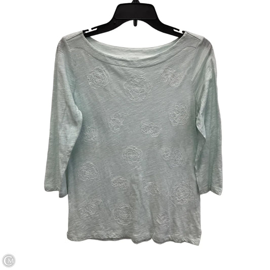 Top 3/4 Sleeve By Loft In Green & White, Size: S