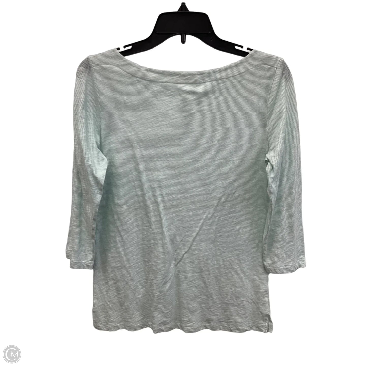 Top 3/4 Sleeve By Loft In Green & White, Size: S