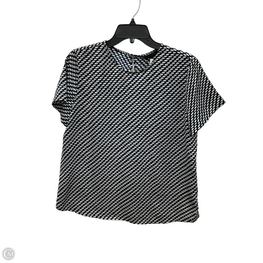 Top Short Sleeve By Banana Republic In Blue & White, Size: M