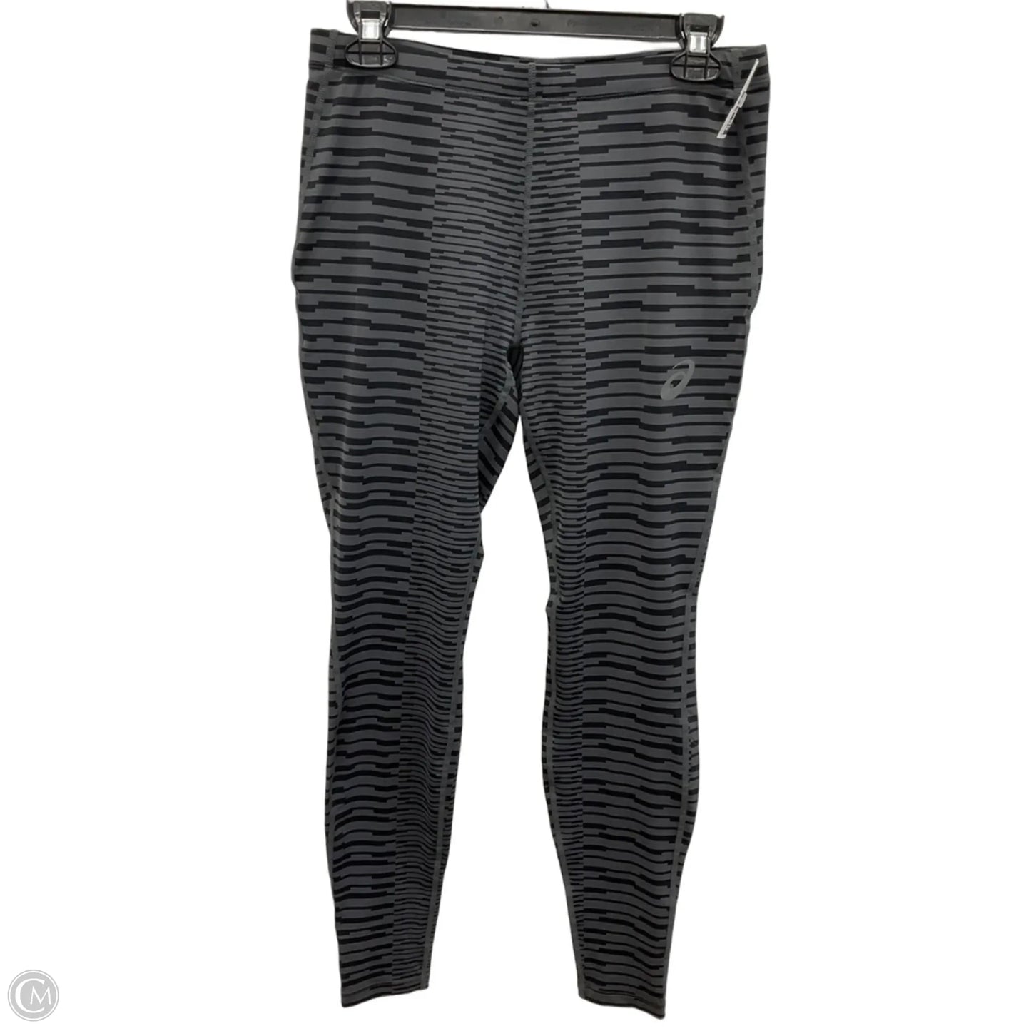 Athletic Leggings By Asics In Black & Grey, Size: L