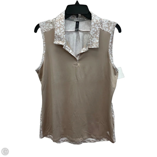 Athletic Tank Top By Adidas In Tan & White, Size: L
