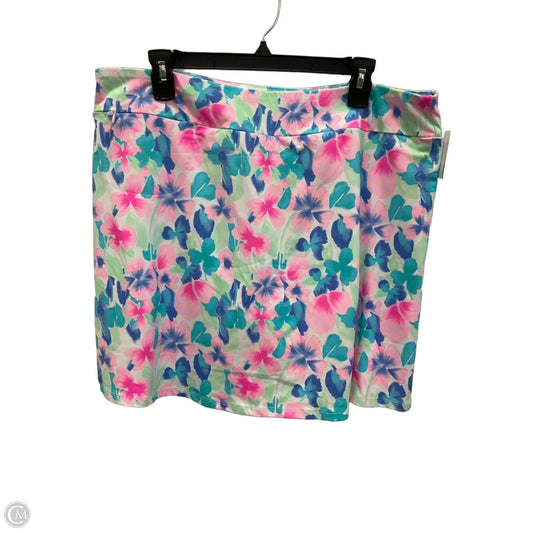 Athletic Skort By Lulu B In Floral Print, Size: Xl