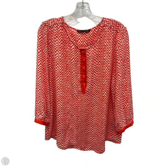 Top 3/4 Sleeve By Zac And Rachel In Red & White, Size: L