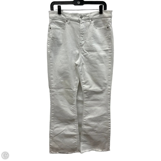 Jeans Flared By Loft In White Denim, Size: 8