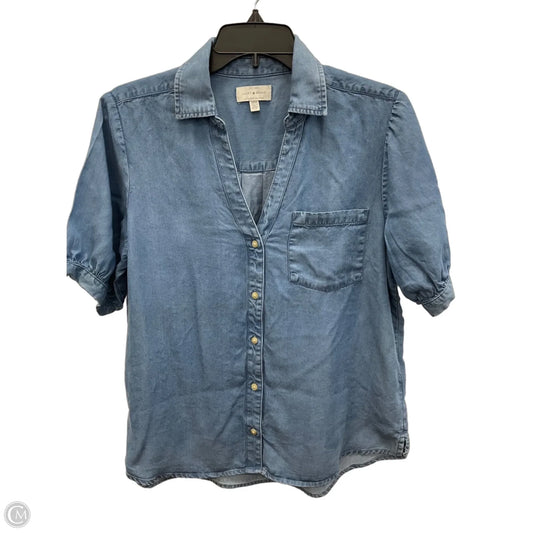 Top Short Sleeve By Lucky Brand In Blue Denim, Size: M
