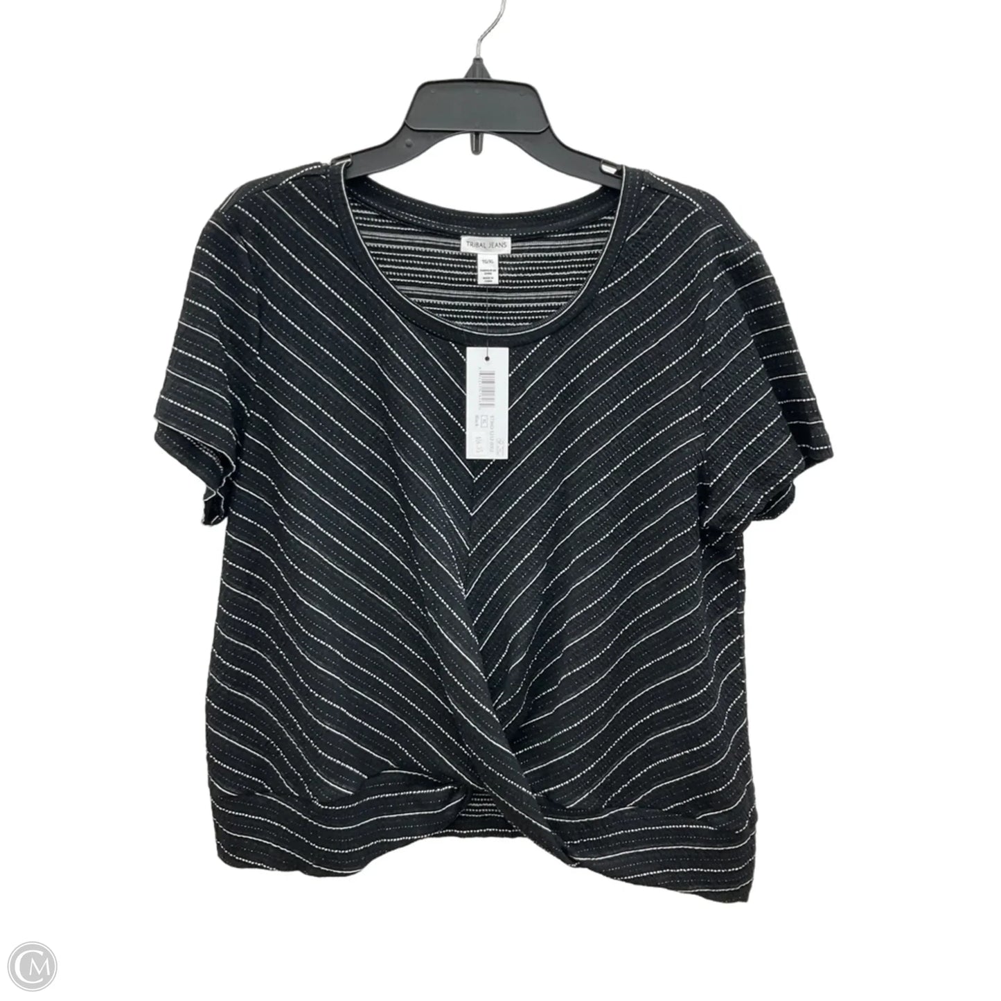 Top Short Sleeve By Tribal In Black & White, Size: Xl