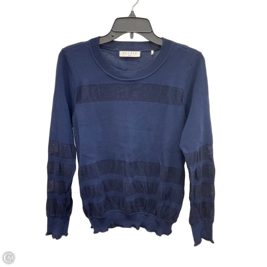 Top Long Sleeve Designer By Sandro In Black & Blue, Size: S