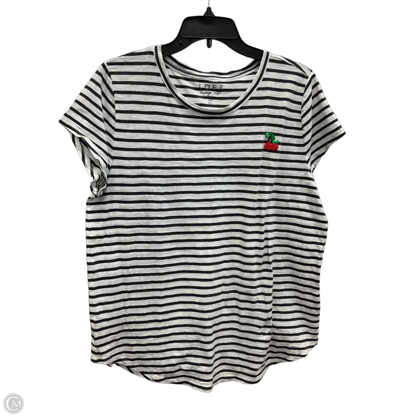 Top Short Sleeve By Loft In Black Denim, Size: Xl