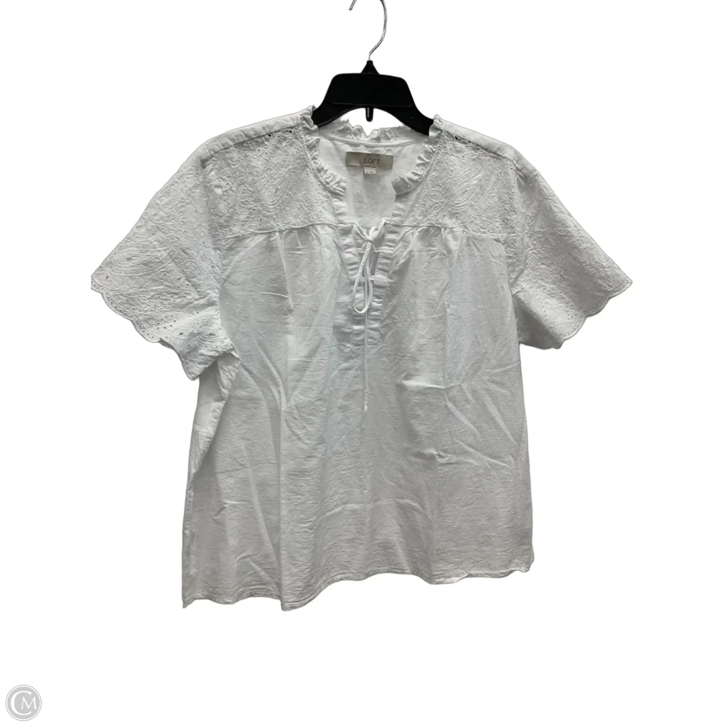 Top Short Sleeve By Loft In White, Size: Xl