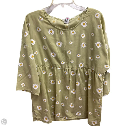 Top 3/4 Sleeve By Cmf In Green, Size: L