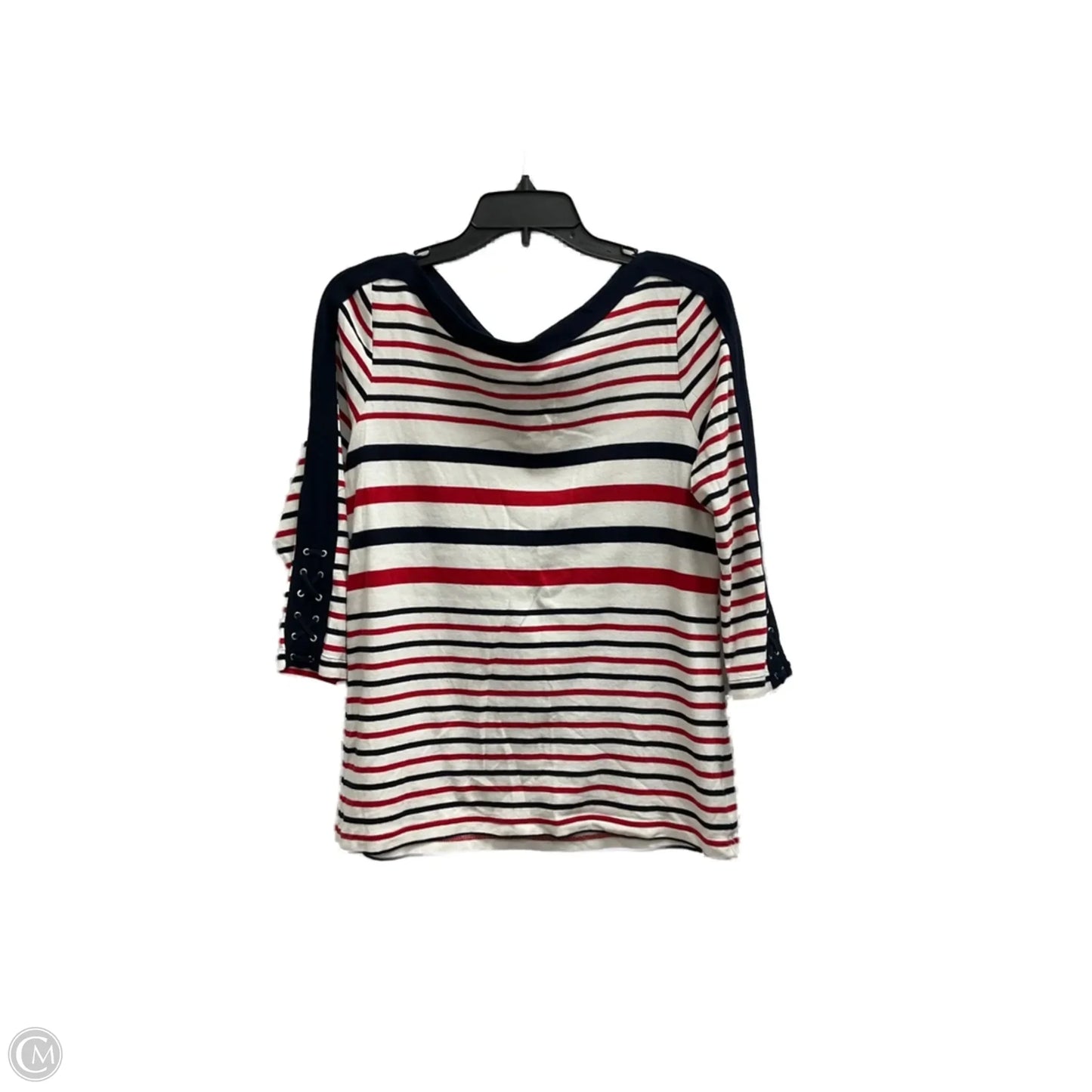 Top 3/4 Sleeve By Chaps In Blue Red & White, Size: L