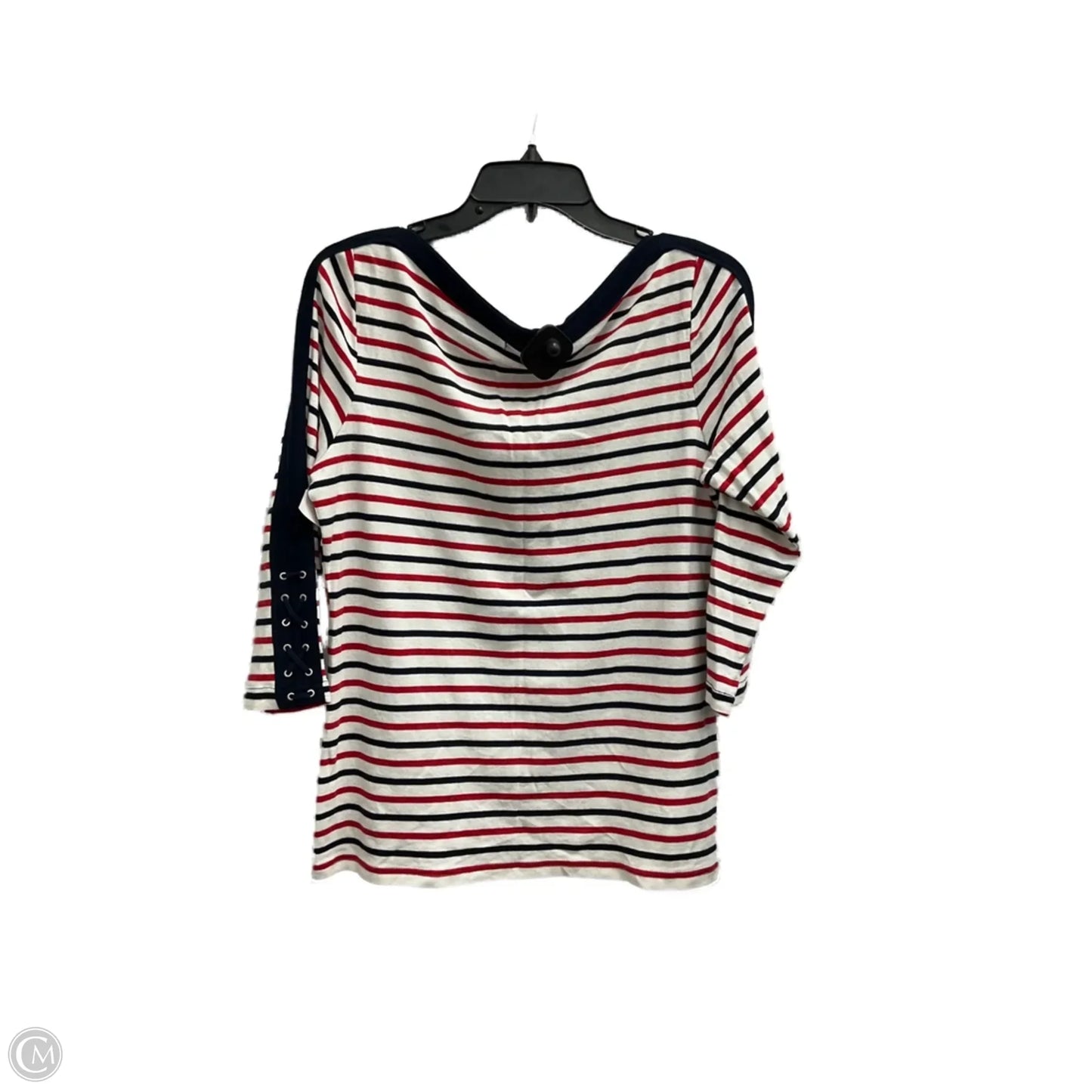 Top 3/4 Sleeve By Chaps In Blue Red & White, Size: L