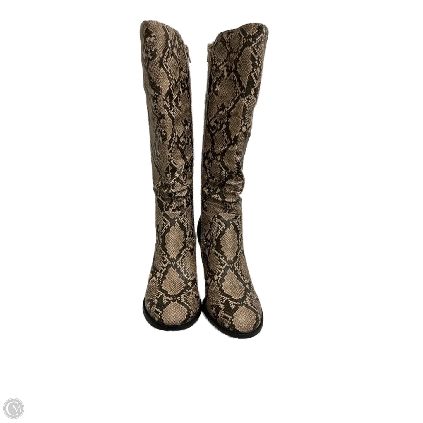 Boots Knee Heels By Bare Traps In Snakeskin Print, Size: 8