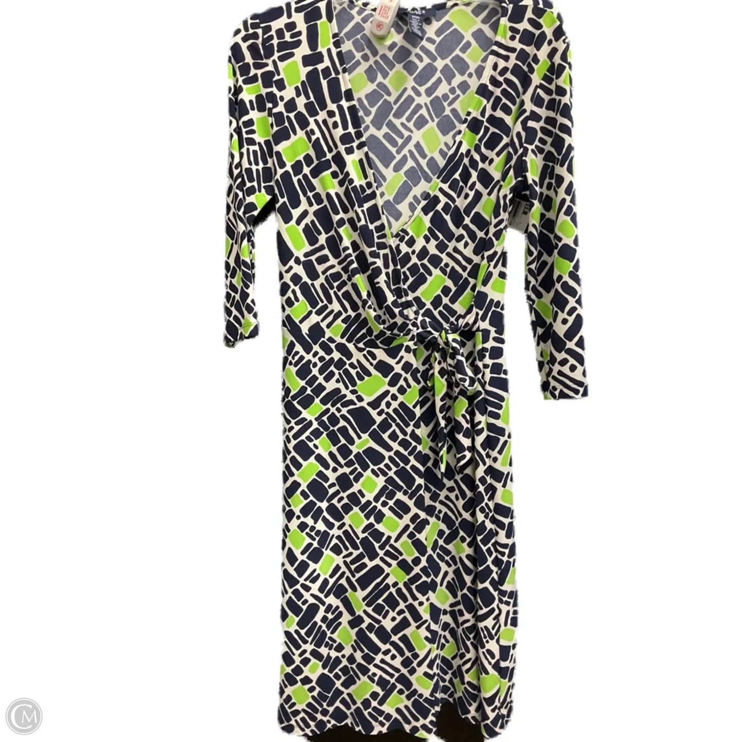 Dress Casual Midi By Chaps In Blue & Green, Size: S
