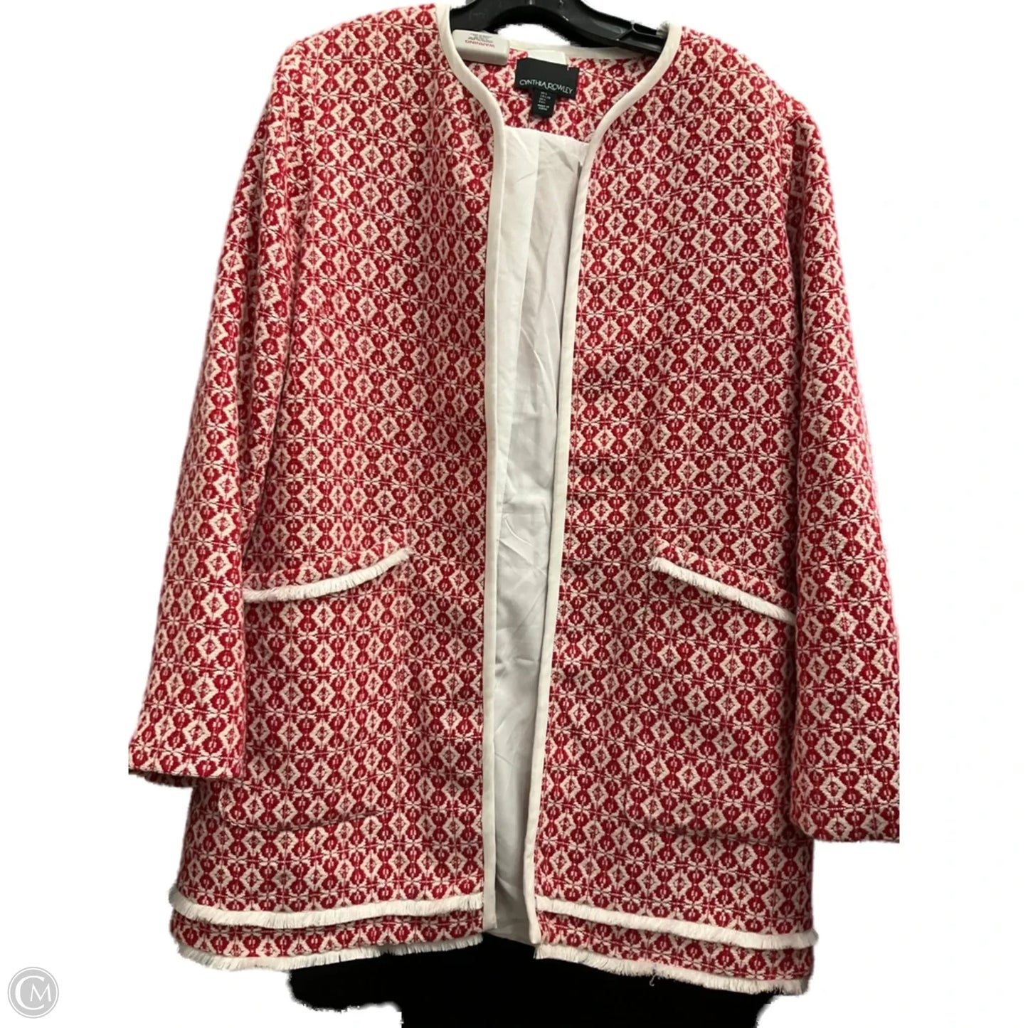 Cardigan By Cynthia Rowley In Red & White, Size: L