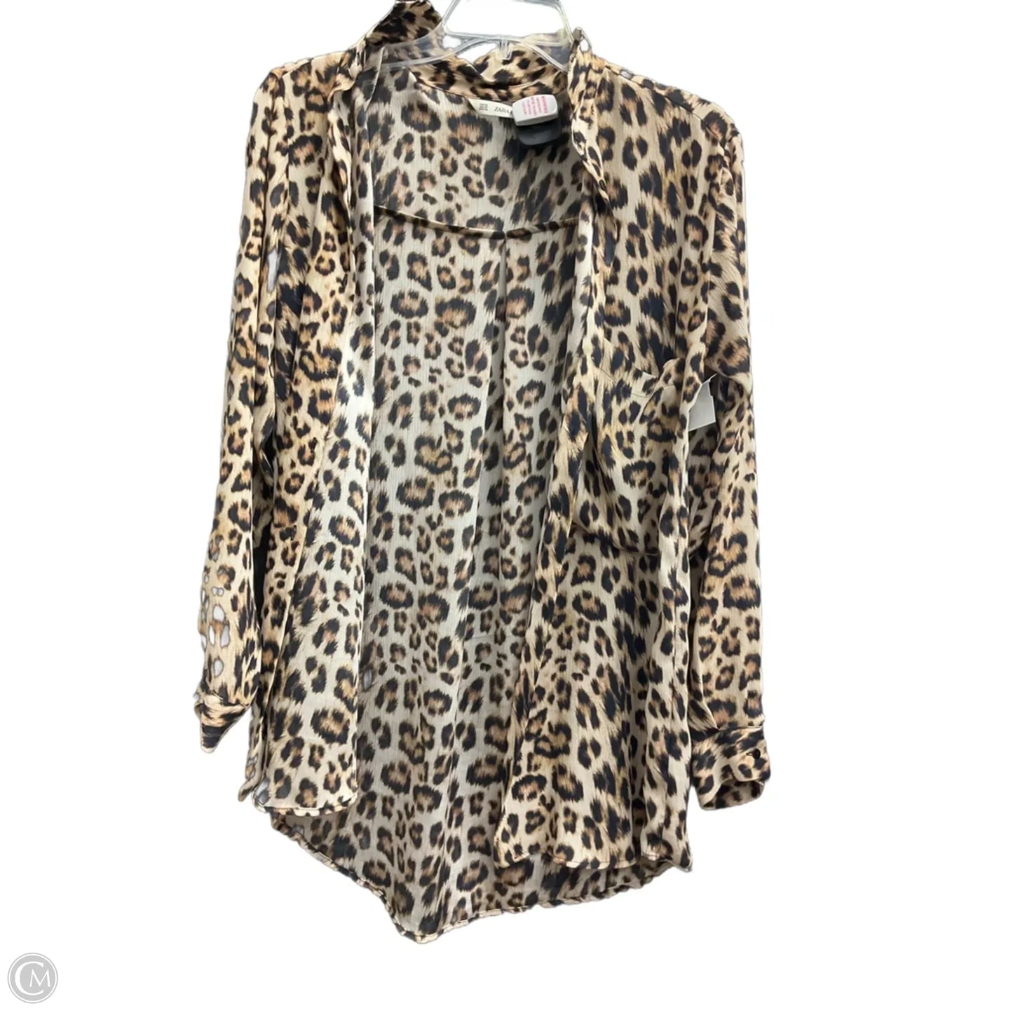 Blouse Long Sleeve By Zara Basic In Animal Print, Size: Xs